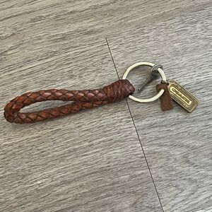 Coach Brown Woven Leather Loop Keychain Vintage